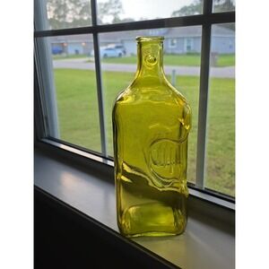San Miguel Spain Yellow Recycled Glass Bottle Vase 12" Art Glass Decorative